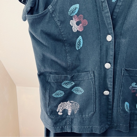 BLUE CACTUS Black Maxi Dress & Button front Vest w/two pockets. Size Large - Picture 2 of 8